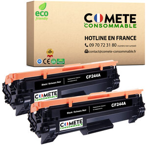 44A - 2 Toners Compatibles avec HP 44A CF244A - Noir - COMETE