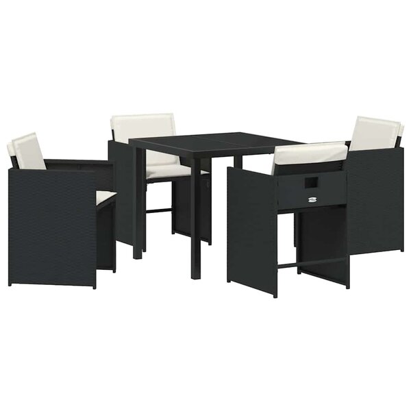 vidaXL Ensemble de salle à manger pour jardin 5 Pièces Noir Poly rotin