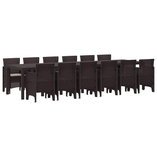 vidaXL Ensemble de salle à manger pour jardin 13 Pièces Marron