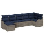 vidaXL Ensemble de canapé de jardin 7 Pièces Gris polyrotin