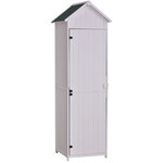 Armoire abri de jardin remise pour outils 3 étagères porte loquet toit pente bitumé 68L x 65l x 214H cm pin massif traité blanc