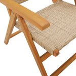 vidaXL Chaises inclinables de jardin lot de 4 beige rotin bois massif