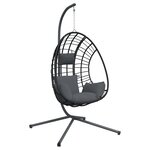 vidaXL Chaise suspendue œuf support anthracite rotin et acier