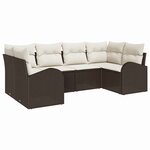 vidaXL Ensemble de canapé de jardin 6 Pièces Marron Poly rotin