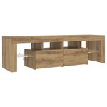 vidaXL Meuble TV avec lumières LED chêne artisanal bois d'ingénierie