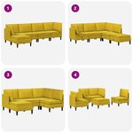 vidaXL Ensemble de meubles pour le salon 5 Pièces Jaune Velours