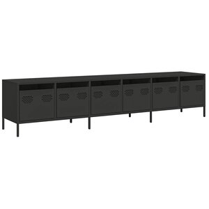 vidaXL Meuble TV noir 202x39x43 5 cm acier laminé à froid