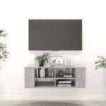 Vidaxl meuble tv mural gris béton 102x35x35 cm aggloméré