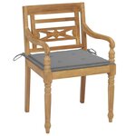 vidaXL Chaises Batavia 2 Pièces avec coussins gris Bois de teck massif