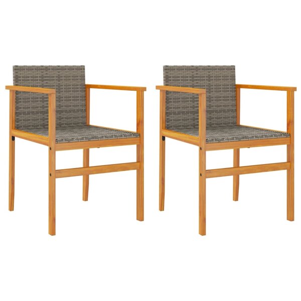 vidaXL Chaises de jardin lot de 2 gris résine tressée et bois massif