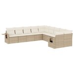 vidaXL Salon de jardin avec coussins 10 Pièces beige résine tressée