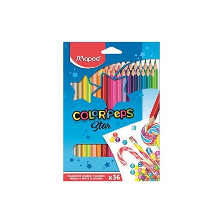 Maped Crayons de couleur COLOR'PEPS, triangulaire, étui 36