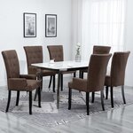 vidaXL Chaises à manger avec accoudoirs lot de 6 marron tissu