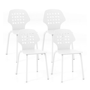 Lot de 4 chaises de salle à manger en métal chaise de cuisine moderne avec dossier creux et pieds chaise d'invité sans accoudoirs blanc 20_0008797