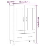 vidaXL Buffet haut Blanc 70x31x115 cm Bois d'ingénierie