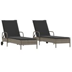 vidaXL Chaises longues avec coussins lot de 2 gris résine tressée