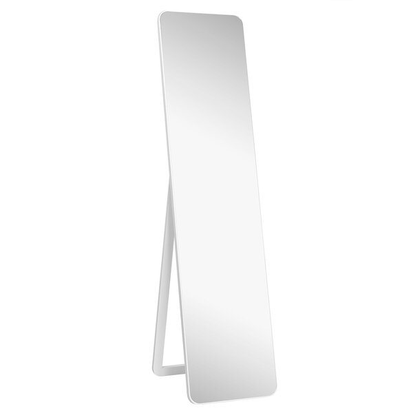Miroir pleine longueur debout 160 x 37 cm avec sécurité antidéflagrante design moderne en bois massif blanc 20_0020659