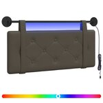 vidaXL Tête de lit suspendue Avec lumière LED Gris Simili cuir