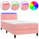 vidaXL Sommier à lattes de lit avec matelas et LED Rose 90x200 cm