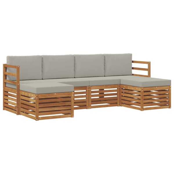 vidaXL Ensemble de canapés d'extérieur 6 pc Gris Naturel et Clair