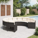 vidaXL Canapé de jardin avec coussins rond noir résine tressée
