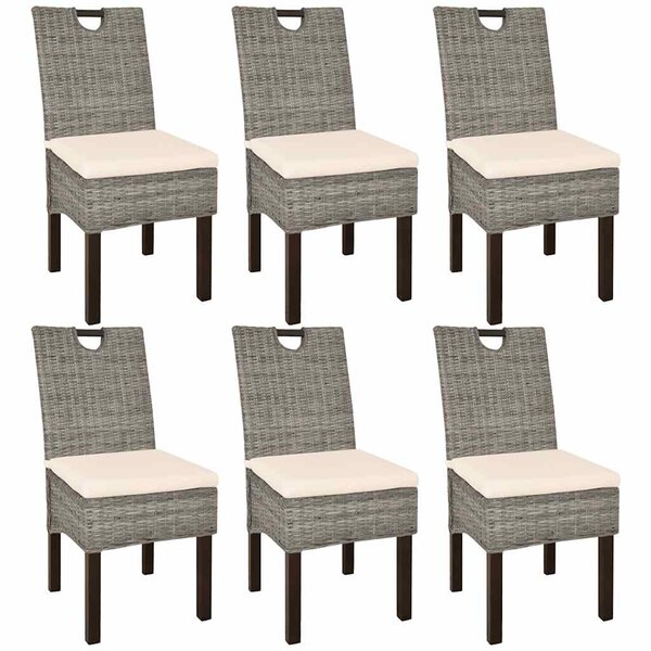 vidaXL Chaises à manger lot de 6 rotin Kubu bois de manguier