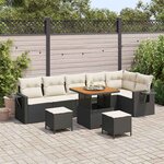 vidaXL Ensemble de canapé de jardin 9 Pièces Noir polyrotin