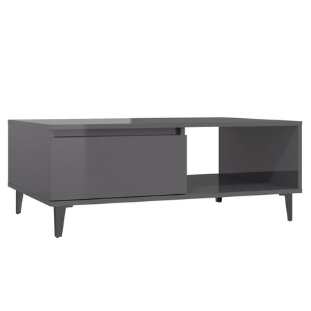 vidaXL Table basse Gris brillant 90x60x35 cm Aggloméré