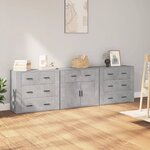 vidaXL Buffets 3 Pièces gris béton bois d'ingénierie