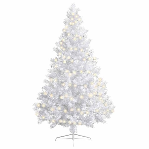 vidaXL Sapin de Noël artificiel pré-éclairé moitié/support blanc 180cm