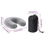 vidaXL Oreiller de Voyage pour le Cou Gris 27 x 27 x 8 5 cm Velours