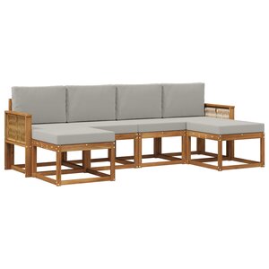 vidaXL Ensemble de canapés d'extérieur 6 Pièces Naturel et gris clair