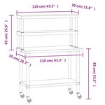 vidaXL Table de travail de cuisine avec étagère 110x55x150 cm inox