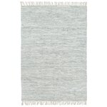 vidaXL Tapis Chindi tissé à la main Cuir 190 x 280 cm Gris clair