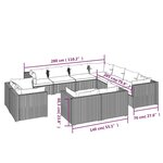 vidaXL Salon de jardin 11 Pièces avec coussins Noir Résine tressée