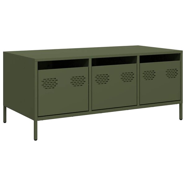 vidaXL Table basse vert olive 101 5x50x43 5 cm acier laminé à froid