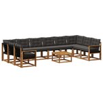 vidaXL Ensemble de canapés d'extérieur 11 Pièces Naturel et noir