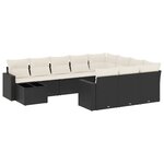 vidaXL Salon de jardin 11 Pièces avec coussins noir résine tressée