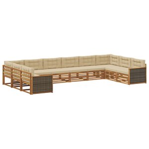 vidaXL Ensembles de canapés avec coussin 10 Pièces Bois d'Acacia Massif