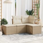 vidaXL Salon de jardin avec coussins 4 Pièces beige résine tressée