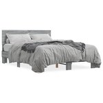 vidaXL Cadre de lit sonoma gris 135x190 cm bois d'ingénierie et métal