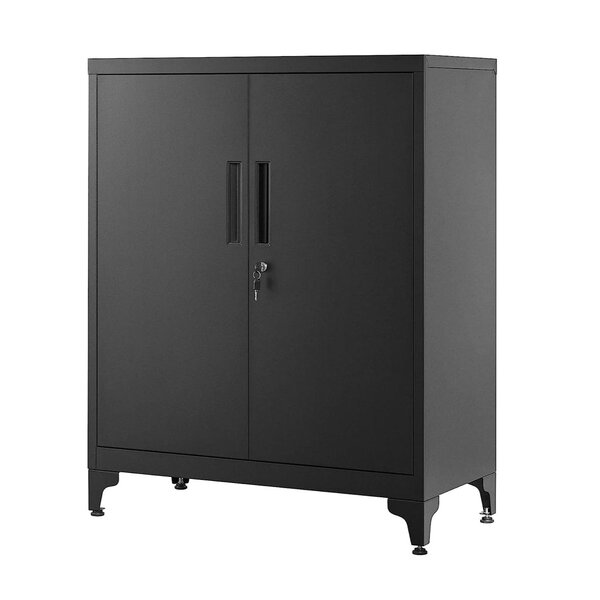 Caisson de bureau placard polyvalent armoire de bureau à 2 portes verrouillable meuble de rangement en acier pour bureau salon noir 12_0004829