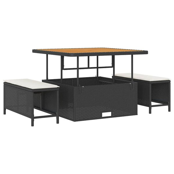 vidaXL Ensemble de salle à manger pour jardin 3 Pièces Noir Poly rotin