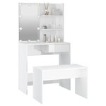 vidaXL Ensemble de coiffeuse avec LED Blanc brillant Bois d'ingénierie
