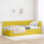 vidaXL Cadre de lit d'angle Jaune 100 cm x 200 cm tissu