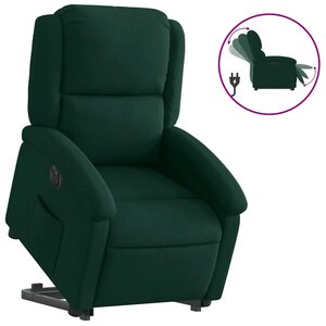 vidaXL Fauteuil inclinable électrique vert foncé velours