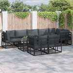 vidaXL Ensemble de canapé de jardin avec coussin Noir Aluminium