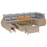 vidaXL Ensemble de canapé de jardin 9 Pièces Beige polyrotin