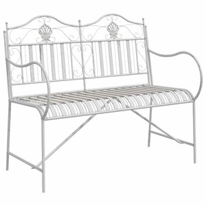 vidaXL Banc de jardin Blanc antique 103 5 x 59 x 89 cm Acier