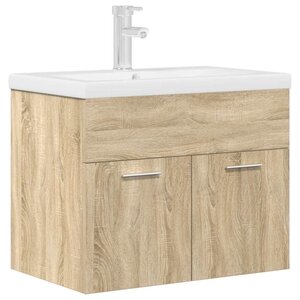 vidaXL Armoire lavabo de salle de bain et vasque et robinet intégrés